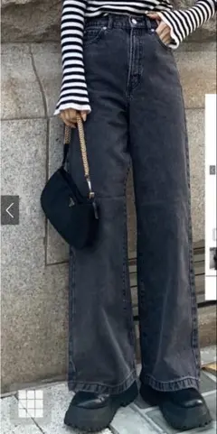 グレイル　ハイウエストセミワイドデニムパンツ