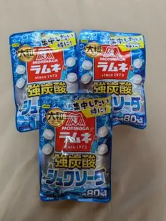 ✨森永製菓 大粒ラムネ 強炭酸シュワソーダ 3袋セット