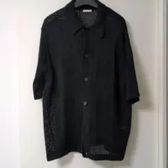 GU半袖 ニットシャツ ブラック