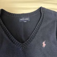 RALPH LAUREN Vネック ニットベスト ネイビー 160 レディース