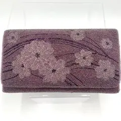 花柄 クラッチ バッグ 総ビーズ パープル 和装 洋装 フォーマル パーティ