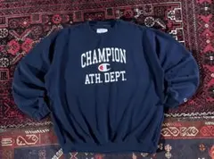 champion 3段プリント スウェット トレーナー ネイビー 3XL