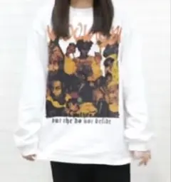 長袖プリントTシャツ ホワイト