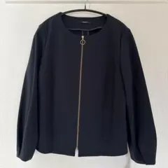 【新品・未使用品】ノーカラージャケット ネイビー 紺 Mサイズ