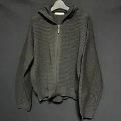 フェンネル アイレット編みニットパーカー　黒