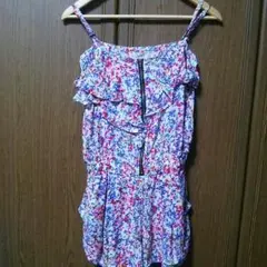 期間限定セール中☆花柄 可愛い フリル ノースリーブ ワンピース ズボン