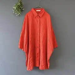 ジーナシス［F］上品カジュアル◎とろみ感◎差し色◎七分袖◎ビッグシルエットシャツ