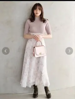 未着用品・MERCURYDUO レイヤード花柄ニットドッキングワンピース　半袖