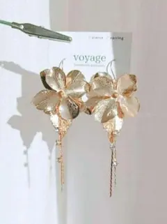 【再販】ゴールド フラワー ピアス イヤリング ブライダル 結婚式 ハンドメイド