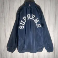 【超人気コラボ】シュプリーム×チャンピオン　刺繍ロゴ ハーフジップ プルオーバー