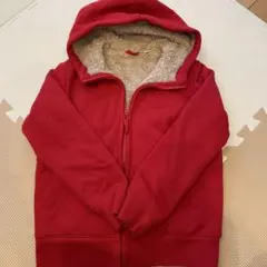 赤　ボア裏地のパーカー 130cm