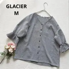 グラシア チェック柄 五分袖シャツ ブラウス フォーマル オフィス M ブラック