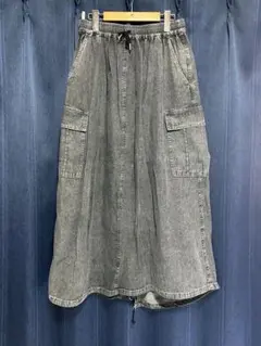 しまむら　グレー デニム風 ロングスカート