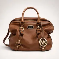 MICHAEL KORS 2WAY ハンドバッグ ブラウン レザー ゴールド金具