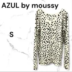 AZUL by moussy　Vネック　長袖　カットソー　トップス　S　ドット