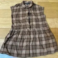 COMME CA ISM チェック柄ノースリーブワンピース 100