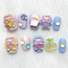 レジン ヘアゴム 海塗り 菱形 くまちゃん パステルカラー◡̈♥︎ ※透け