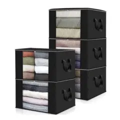 お得★衣装収納ケース 収納ボックス 不織布 押し入れ 5個組 Sサイズ ブラック