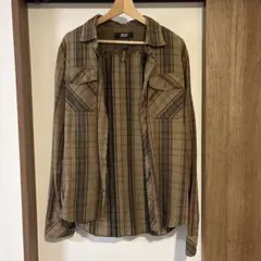 55DSL DIESEL ディーゼル チェック長袖シャツ グラフィティ風刺繍