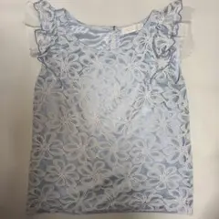 CECIL McBEEの花柄レース 半袖ノースリーブトップス ライトブルー F