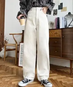 デニムストレートパンツ