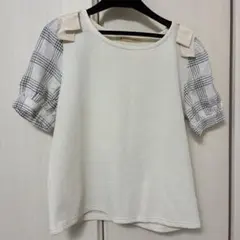 MAJESTIC LEGON 肩リボンの半袖ブラウス ベージュのサムネイル