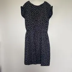 COMME CA ISM ドット柄 半袖ワンピース ネイビー M