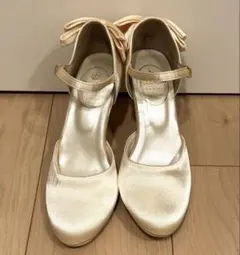 リボン付き パールヒール パンプス Mサイズ