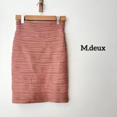 M.deux タイトスカート 膝丈 ウェーブライン柄 くすみピンク　W58のサムネイル