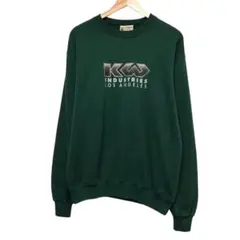 90s KIK WEAR ビンテージスウェットトレーナー　デカロゴ　USA製 緑