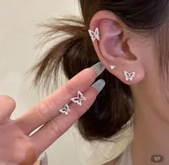 蝶デザインピアス 3ペア シルバー