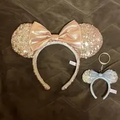 ディズニー カチューシャ ミニー スパンコール ピンク シルバー