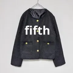 fifthノーカラージャケット レディース アウター 黒 3824