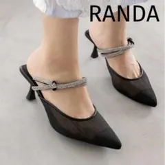 RANDA ビッグリボンアンクルストラップパンプス ドット - メルカリ