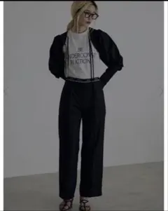 AMERI LOGO TAPE STRAIGHT PANTS ブラックMのサムネイル