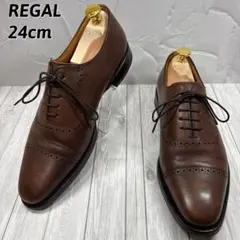 【美品】REGAL パンチドキャップトゥ 24cm ストレートチップ ブラウン
