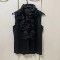 LANVIN COLLECTION 華やかなフリルブラウス 黒 38