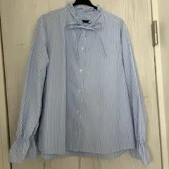 【GU】リボン付き　ストライプシャツMサイズ