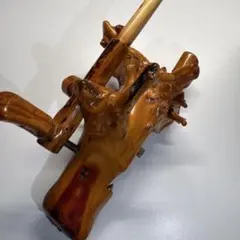刻印あり湖舟 天然木 竿受け 万力ヘラブナ 竿掛け 木製 和竿 釣り用品のサムネイル