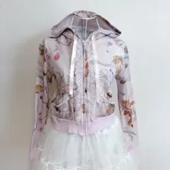 MILK ミルク 総柄 ジップアップパーカー フリル クマ 女の子 ピンクのサムネイル
