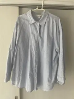 H&M 長袖シャツ 青と白のストライプ US XL