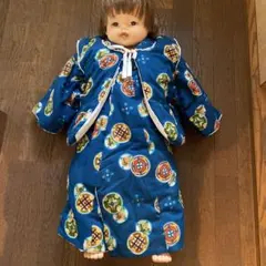 青い和風模様 甚平 95cm以下