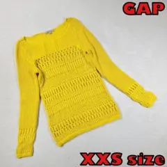【GAP】ギャップ　シースルーニット　長袖　黄色系　ボートネック　xxs