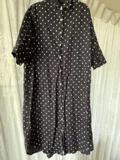 水玉　ドット半袖シャツワンピース