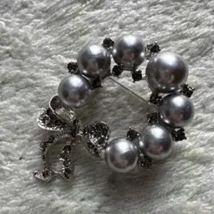 シルバー パール風パーツ装飾　ブローチ　入園卒園　入学卒業