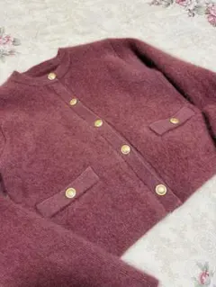 【美品】ラクーン・ブレンド　カーディガン風ジャケット（ダークピンク/F）