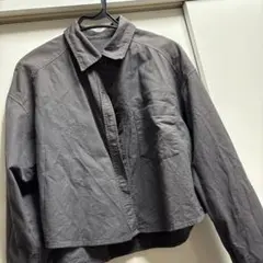 GU オックスフォードショートシャツ　ダークグレー　長袖　Mサイズ