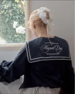 muguet ネイビー frill sailor collar blousonのサムネイル
