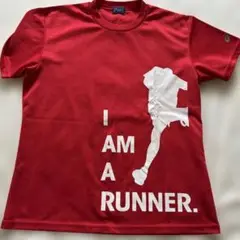 赤 I AM A RUNNER. 陸上用シャツ　L
