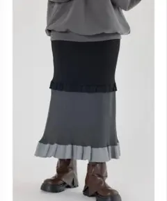 ロデオクラウンズワイドボウル A-LIGHT フリル切替ニットスカート